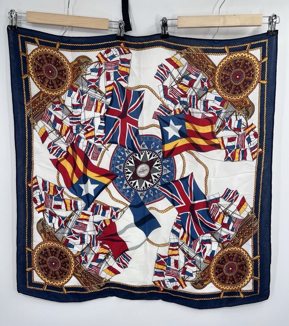 Unbranded Boating Sailing Theme Silk Scarf 31x31 Square Nautical Flag
